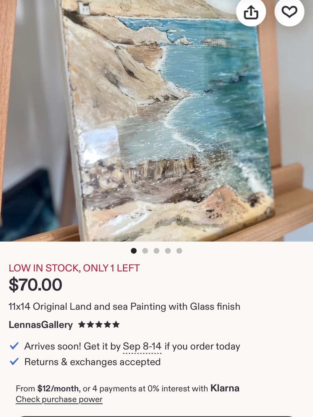 Gallery Coastal Cliff Painting in Blue and Tan